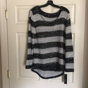 NWT Black and white sequin sweater